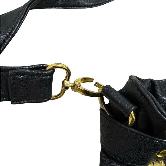 JustFab Black Faux Leather Satchel Bag with Gold Hardware - Picture 8 of 8